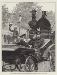 The late German Emperor in his Carriage, with the Crown Prince, in the Unter den Linden, Berlin